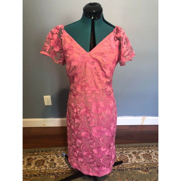 🧺JS Collections Natasha Flutter Sleeve Pink Lace Dress, size 6 - Picture 5 of 5